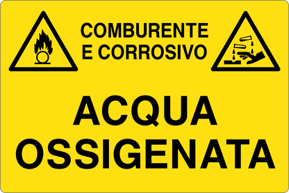 GLOBAL CARTELLO SEGNALETICO - ACQUA OSSIGENATA - Adesivo Resistente, Pannello in Forex, Pannello In Alluminio