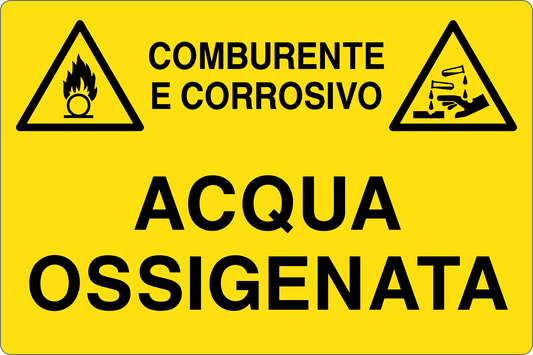 GLOBAL CARTELLO SEGNALETICO - ACQUA OSSIGENATA - Adesivo Resistente, Pannello in Forex, Pannello In Alluminio