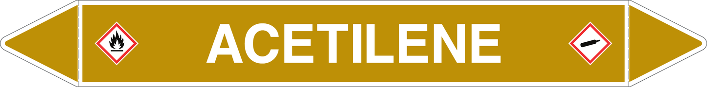 GLOBAL PACCO DA 10 ETICHETTE PER TUBAZIONI - ACETILENE - Etichetta Autoadesiva Resistente
