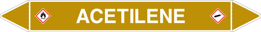 GLOBAL PACCO DA 10 ETICHETTE PER TUBAZIONI - ACETILENE - Etichetta Autoadesiva Resistente