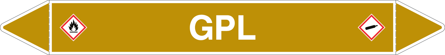 GLOBAL PACCO DA 10 ETICHETTE PER TUBAZIONI - GPL - Etichetta Autoadesiva Resistente