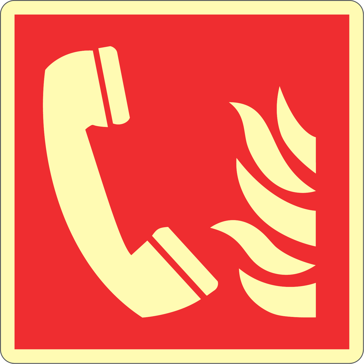 GLOBAL CARTELLO SEGNALETICO LUMINESCENTE QUADRATO - SIMBOLO TELEFONO ANTINCENDIO - Adesivo Luminescente O Pannello Rigido Luminescente