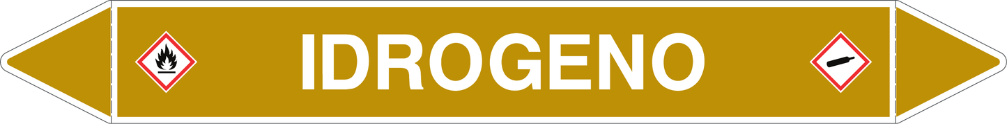 GLOBAL PACCO DA 10 ETICHETTE PER TUBAZIONI - IDROGENO - Etichetta Autoadesiva Resistente