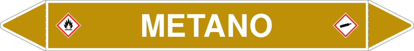 GLOBAL PACCO DA 10 ETICHETTE PER TUBAZIONI - METANO - Etichetta Autoadesiva Resistente