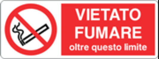 VIETATO FUMARE OLTRE QUESTO LIMITE - CARTELLO SEGNALETICO UNI ISO 7010 in Adesivo, Pannello in Forex, Pannello In Alluminio