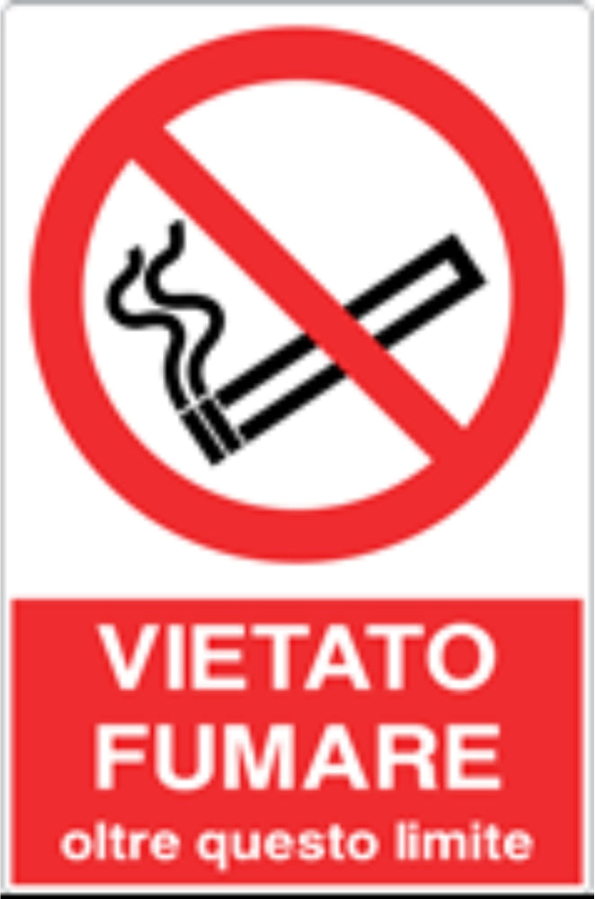 GLOBAL CARTELLO SEGNALETICO - VIETATO FUMARE OLTRE QUESTO LIMITE - Adesivo Resistente, Pannello in Forex, Pannello In Alluminio