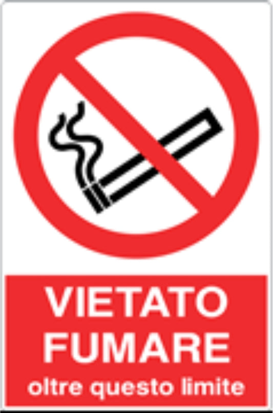 GLOBAL CARTELLO SEGNALETICO - VIETATO FUMARE OLTRE QUESTO LIMITE - Adesivo Resistente, Pannello in Forex, Pannello In Alluminio