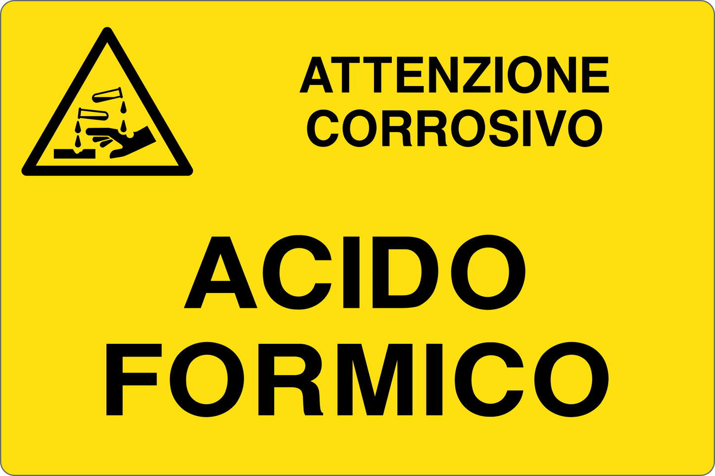 GLOBAL CARTELLO SEGNALETICO - ACIDO FORMICO - Adesivo Resistente, Pannello in Forex, Pannello In Alluminio