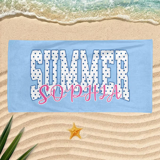 Vestin Telo da spiaggia personalizzato - SUMMER - con Nome personalizzato - asciugamano da bagno asciugamano da piscina asciugamano da spiaggia per vacanze