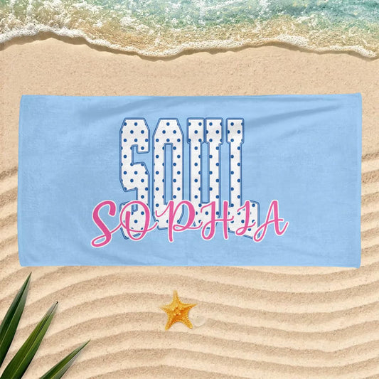 Vestin Telo da spiaggia personalizzato - SOUL - con Nome personalizzato - asciugamano da bagno asciugamano da piscina asciugamano da spiaggia per vacanze