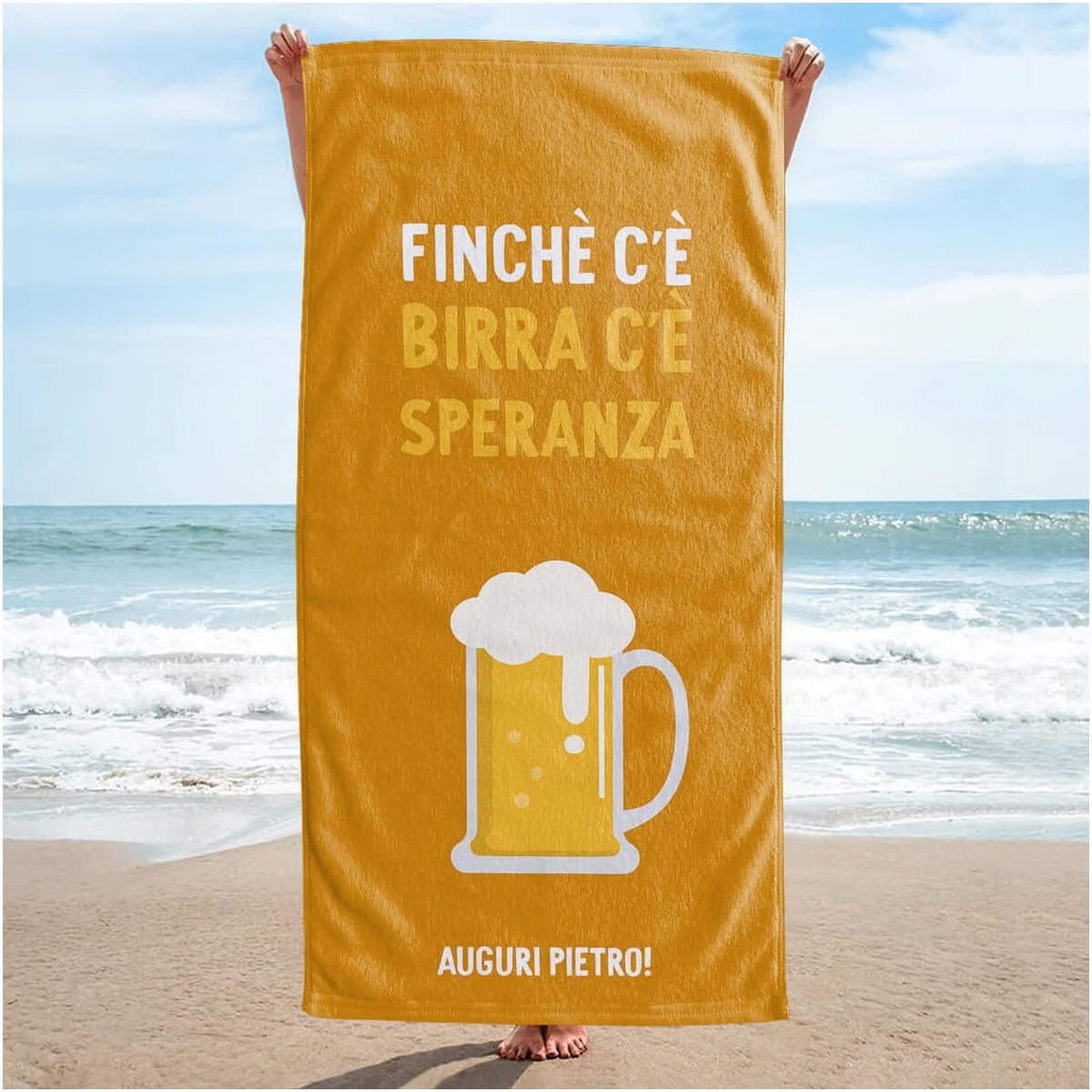 Vestin Telo da spiaggia personalizzato - FINCHÈ C'È BIRRA C'È SPERANZA - DRINK E NOME - con Nome personalizzato - asciugamano da bagno asciugamano da piscina asciugamano da spiaggia per vacanze