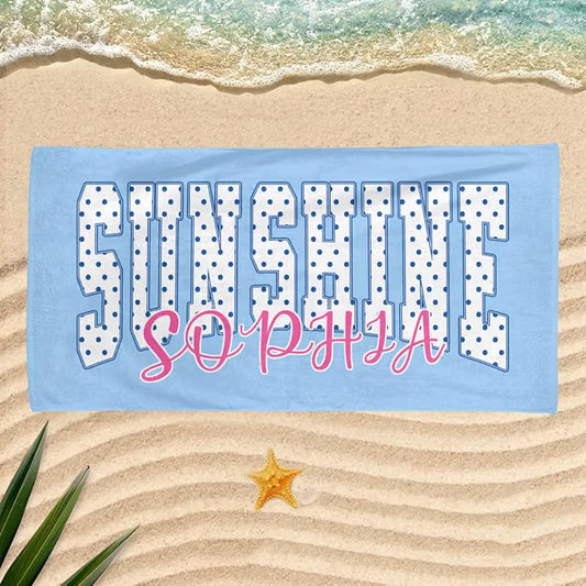 Vestin Telo da spiaggia personalizzato - SUNSHINE - con Nome personalizzato - asciugamano da bagno asciugamano da piscina asciugamano da spiaggia per vacanze