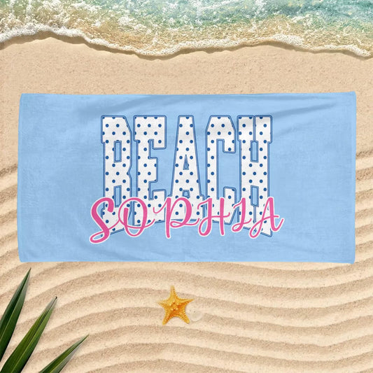 Vestin Telo da spiaggia personalizzato - BEACH - con Nome personalizzato - asciugamano da bagno asciugamano da piscina asciugamano da spiaggia per vacanze