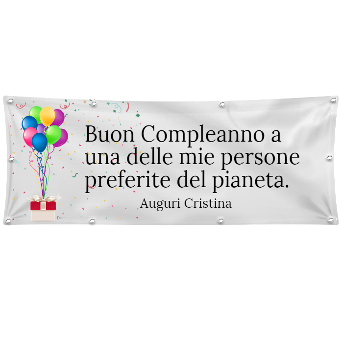 GLOBAL STRISCIONE FONDALE COMPLEANNO - COMPLEANNO - CON NOME PERSONALIZZATO IN CARTA O IN BANNER PVC ANCHE DA ESTERNO GARANZIA 5 ANNI
