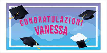 GLOBAL STRISCIONE FONDALE LAUREA - LAUREA mod 1 - STRISCIONE PERSONALIZZATO IN CARTA O IN BANNER PVC ANCHE DA ESTERNO GARANZIA 5 ANNI