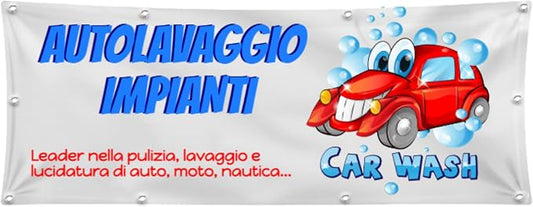 GLOBAL STRISCIONE FONDALE  ATTIVITÀ - LAVAGGIO AUTO - STRISCIONE PERSONALIZZATO IN CARTA O IN BANNER PVC ANCHE DA ESTERNO GARANZIA 5 ANNI