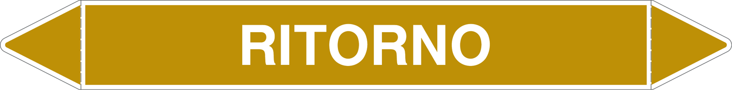 GLOBAL PACCO DA 10 ETICHETTE PER TUBAZIONI - RITORNO - Etichetta Autoadesiva Resistente