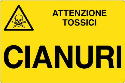 GLOBAL CARTELLO SEGNALETICO - CIANURI - Adesivo Resistente, Pannello in Forex, Pannello In Alluminio