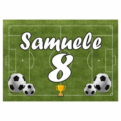 GLOBAL STRISCIONE FONDALE COMPLEANNO - Calcio Pallone - STRISCIONE PERSONALIZZATO IN CARTA O IN BANNER PVC ANCHE DA ESTERNO GARANZIA 5 ANNI