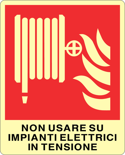 GLOBAL CARTELLO SEGNALETICO LUMINESCENTE - NON USARE SU IMPIANTI ELETTRICI IN TENSIONE - Adesivo Luminescente O Pannello Rigido Luminescente