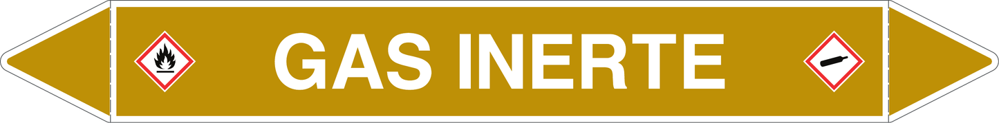 GLOBAL PACCO DA 10 ETICHETTE PER TUBAZIONI - GAS INERTE - Etichetta Autoadesiva Resistente