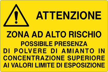 GLOBAL CARTELLO SEGNALETICO - POSSIBILE PRESENZA DI POLVERE DI AMIANTO - Adesivo Resistente, Pannello in Forex, Pannello In Alluminio