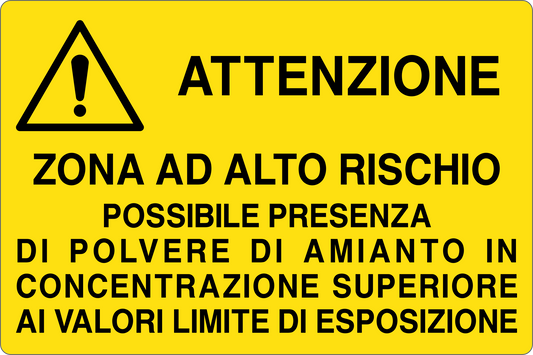 GLOBAL CARTELLO SEGNALETICO - POSSIBILE PRESENZA DI POLVERE DI AMIANTO - Adesivo Resistente, Pannello in Forex, Pannello In Alluminio