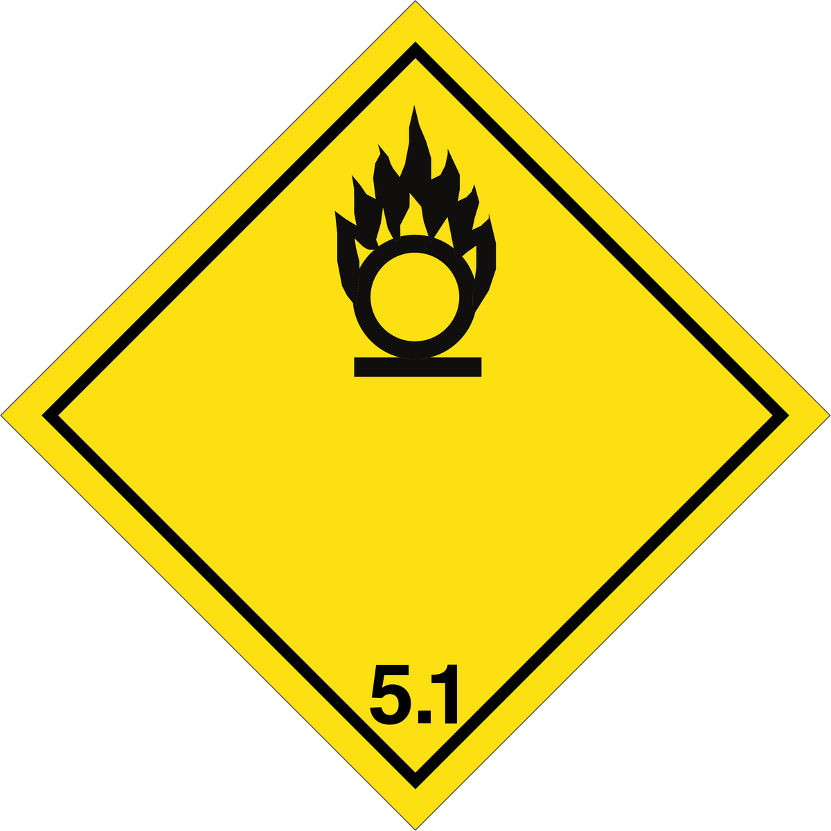 COMBURENTE CL.5.1 - CARTELLO SEGNALETICO ROMBO ISO 7010 - Adesivo Extra Resistente, Pannello in Forex, Pannello In Alluminio