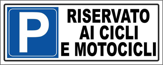 Riservato ai cicli e ai motocicli - CARTELLO SEGNALETICO UNI ISO 7010 in Adesivo Resistente, Pannello in Forex, Pannello In Alluminio