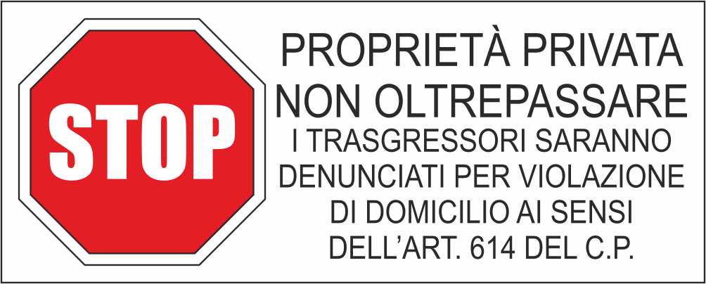 PROPRIETÀ PRIVATA NON OLTREPASSARE - CARTELLO SEGNALETICO UNI ISO 7010 in Adesivo Resistente, Pannello in Forex, Pannello In Alluminio