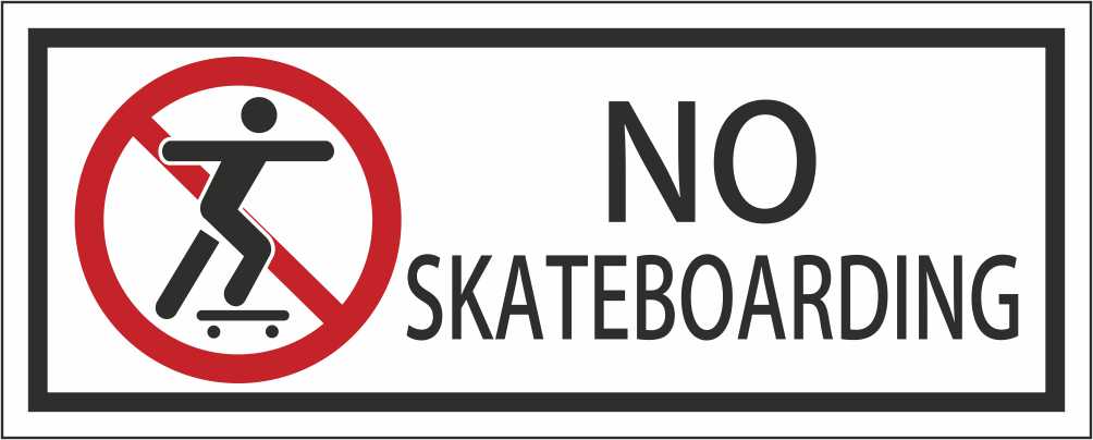 NO SKATEBOARDING - CARTELLO SEGNALETICO UNI ISO 7010 in Adesivo Resistente, Pannello in Forex, Pannello In Alluminio