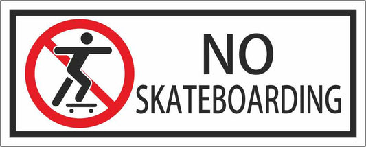 NO SKATEBOARDING - CARTELLO SEGNALETICO UNI ISO 7010 in Adesivo Resistente, Pannello in Forex, Pannello In Alluminio