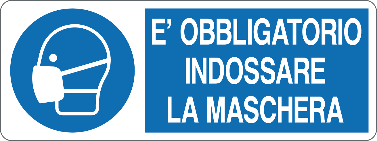 È OBBLIGATORIO INDOSSARE LA MASCHERA - CARTELLO SEGNALETICO UNI ISO 7010 in Adesivo, Pannello in Forex, Pannello In Alluminio