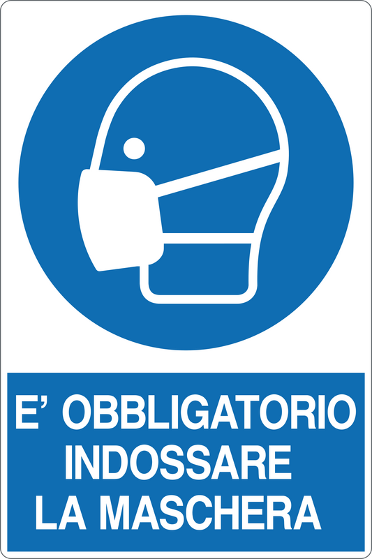 GLOBAL CARTELLO SEGNALETICO - È OBBLIGATORIO INDOSSARE LA MASCHERA - Adesivo Resistente, Pannello in Forex, Pannello In Alluminio