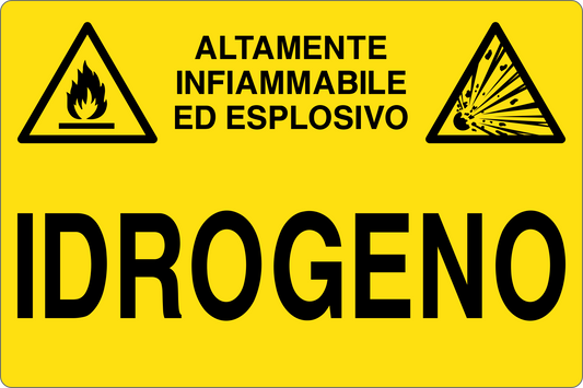 GLOBAL CARTELLO SEGNALETICO - IDROGENO - Adesivo Resistente, Pannello in Forex, Pannello In Alluminio