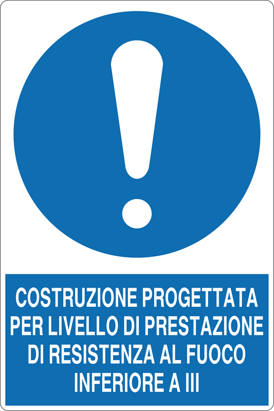GLOBAL CARTELLO SEGNALETICO - COSTRUZIONE PROGETTATA PER LIVELLO DI PRESTAZIONE DI RESISTENZA AL FUOCO INFERIORE A III - Adesivo Resistente, Pannello in Forex, Pannello In Alluminio