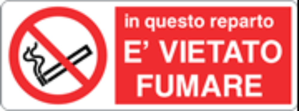 IN QUESTO REPARTO È VIETATO FUMARE - CARTELLO SEGNALETICO UNI ISO 7010 in Adesivo, Pannello in Forex, Pannello In Alluminio