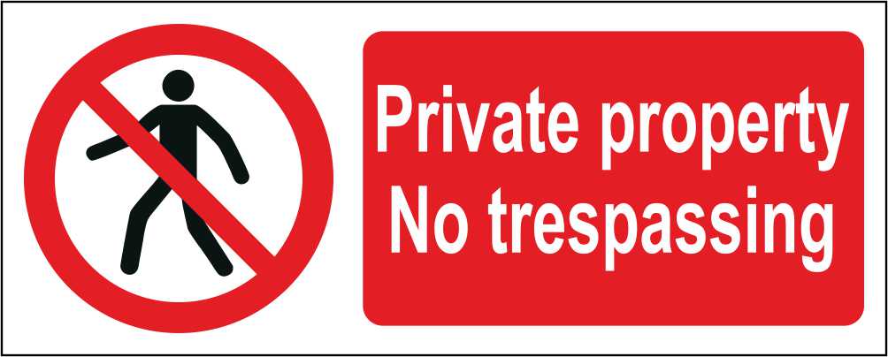 Private Property No Trespassing - CARTELLO SEGNALETICO UNI ISO 7010 in Adesivo Resistente, Pannello in Forex, Pannello In Alluminio