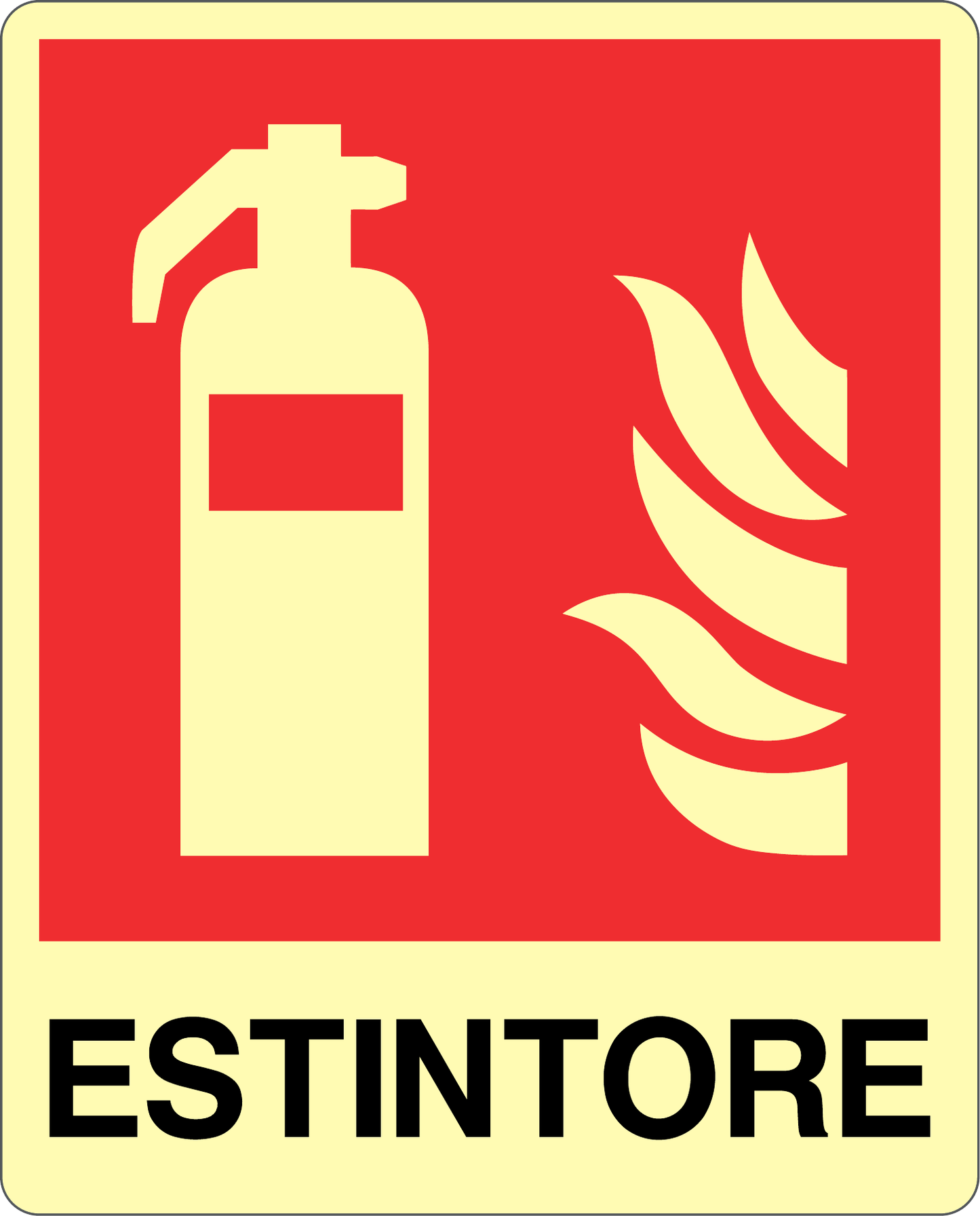 GLOBAL CARTELLO SEGNALETICO LUMINESCENTE - ESTINTORE - Adesivo Luminescente O Pannello Rigido Luminescente