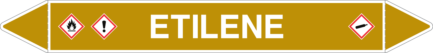 GLOBAL PACCO DA 10 ETICHETTE PER TUBAZIONI - ETILENE - Etichetta Autoadesiva Resistente