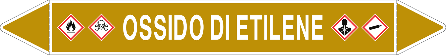 GLOBAL PACCO DA 10 ETICHETTE PER TUBAZIONI - OSSIDO DI ETILENE - Etichetta Autoadesiva Resistente