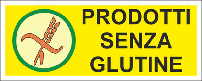 PRODOTTI SENZA GLUTINE - CARTELLO SEGNALETICO UNI ISO 7010 in Adesivo Resistente, Pannello in Forex, Pannello In Alluminio