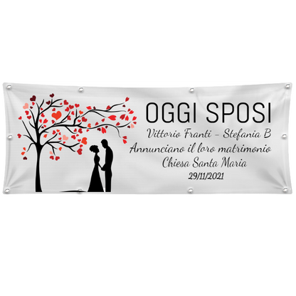GLOBAL STRISCIONE FONDALE MATRIMONIO - OGGI SPOSI MOD 2 - PERSONALIZZATO IN CARTA O IN BANNER PVC ANCHE DA ESTERNO GARANZIA 5 ANNI
