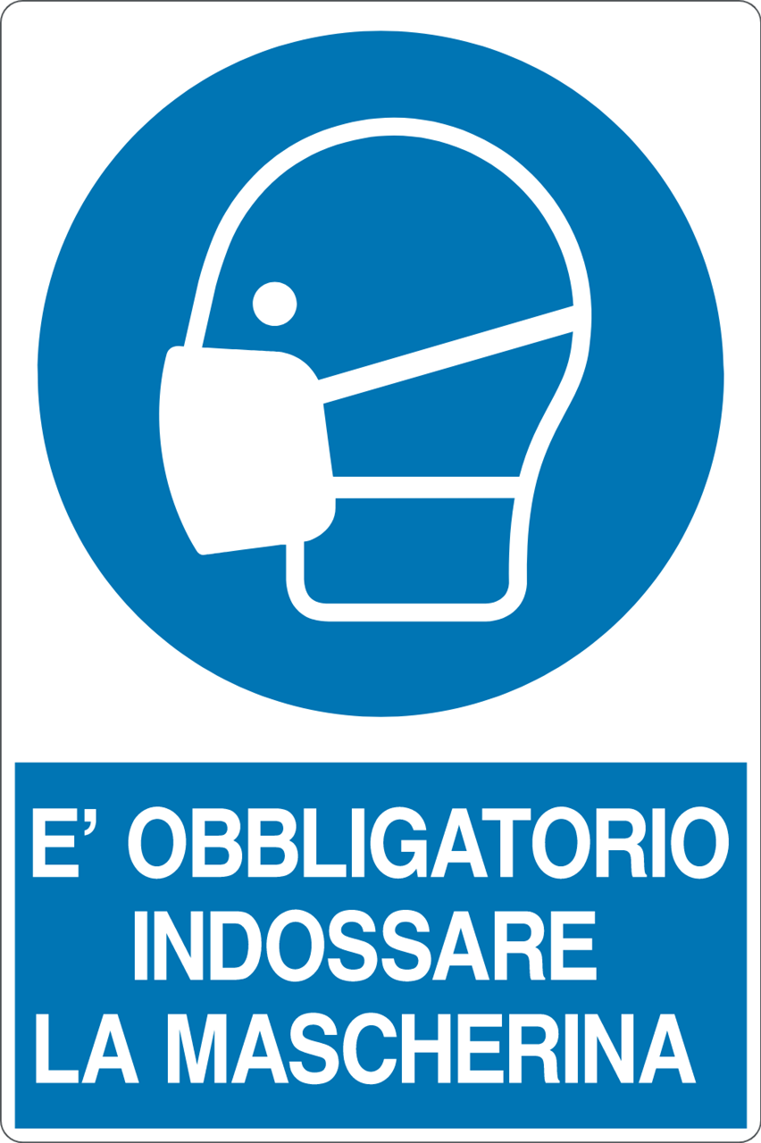GLOBAL CARTELLO SEGNALETICO - È OBBLIGATORIO INDOSSARE LA MASCHERINA - Adesivo Resistente, Pannello in Forex, Pannello In Alluminio