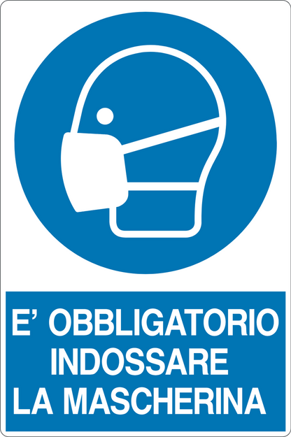 GLOBAL CARTELLO SEGNALETICO - È OBBLIGATORIO INDOSSARE LA MASCHERINA - Adesivo Resistente, Pannello in Forex, Pannello In Alluminio