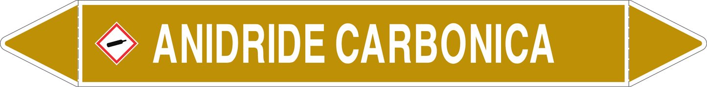 GLOBAL PACCO DA 10 ETICHETTE PER TUBAZIONI - ANIDRIDE CARBONICA - Etichetta Autoadesiva Resistente