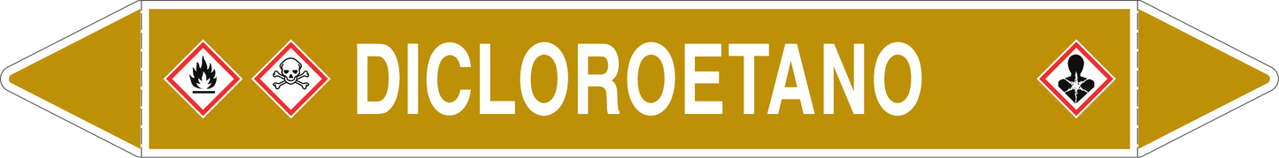 GLOBAL PACCO DA 10 ETICHETTE PER TUBAZIONI - DICLOROETANO - Etichetta Autoadesiva Resistente