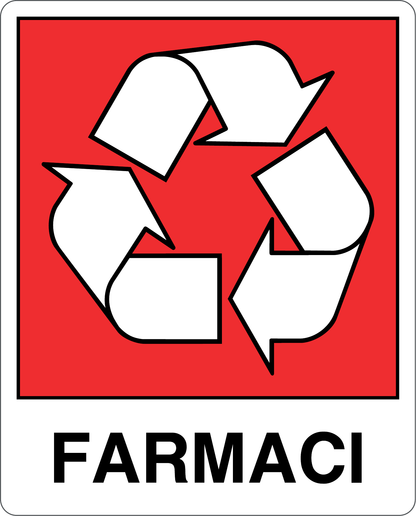 GLOBAL CARTELLO SEGNALETICO - FARMACI - RACCOLTA DIFFERENZIATA - Adesivo Resistente, Pannello in Forex, Pannello In Alluminio