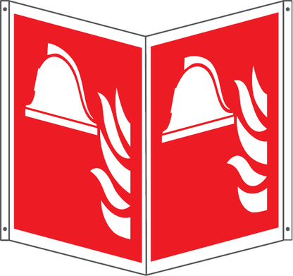 GLOBAL CARTELLO SEGNALETICO BIFACCIALE - SIMBOLO ATTREZZATURE ANTINCENDIO - In Alluminio Con Stampa Diretta U.V. (IDEALE ANCHE PER ESTERNO)