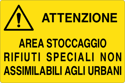 GLOBAL CARTELLO SEGNALETICO - AREA STOCCAGGIO RIFIUTI SPECIALI NON ASSIMILABILI - Adesivo Resistente, Pannello in Forex, Pannello In Alluminio